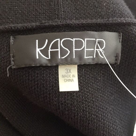 NWT Kasper Woman's Black Knit Sweater w/Removable Faux Fur Collar Size 3X - Picture 10 of 16
